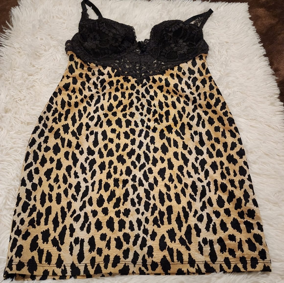 VINTAGE VICTORIAS SECRET 2ND SKIN ANIMAL PRINT MIRACLE BRA DRESS/SLIP 36C - Picture 3 of 16